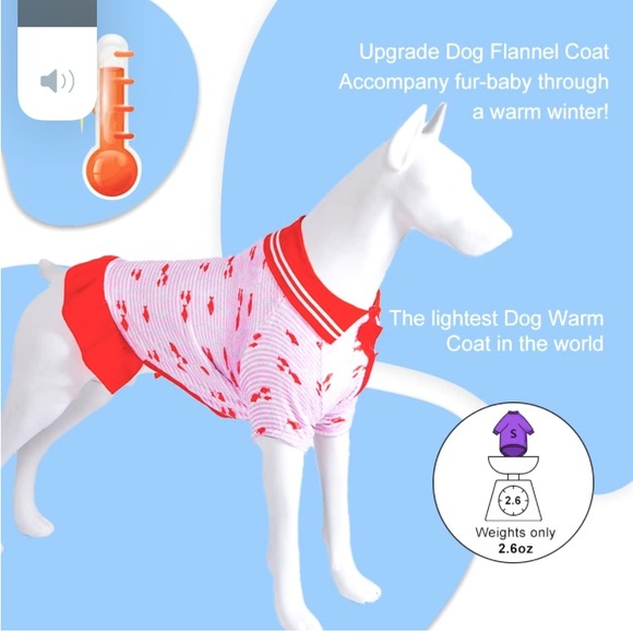 LOVINPET Soft Fleece Dog Dress In Sunfish Red Size Large - Picture 3 of 10